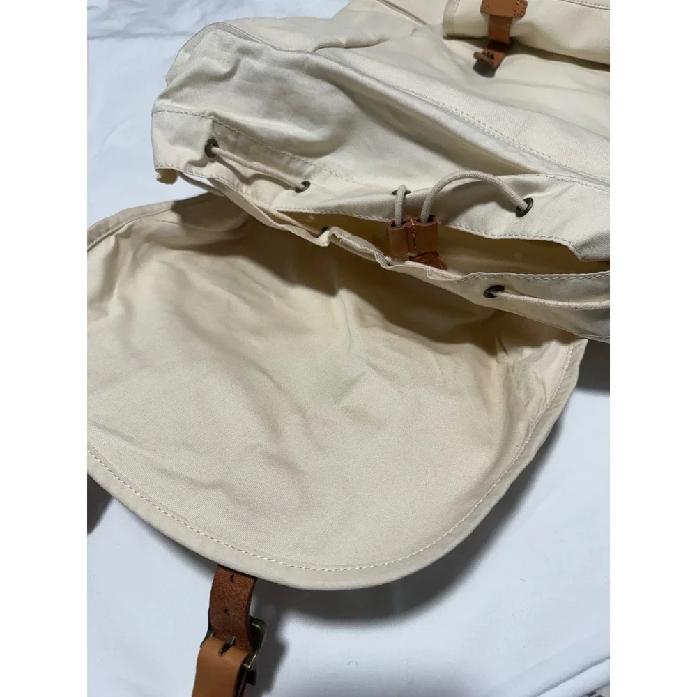 Herschel Little America Backpack Heavyweight Canvas Cream Tan Leather NWT $190